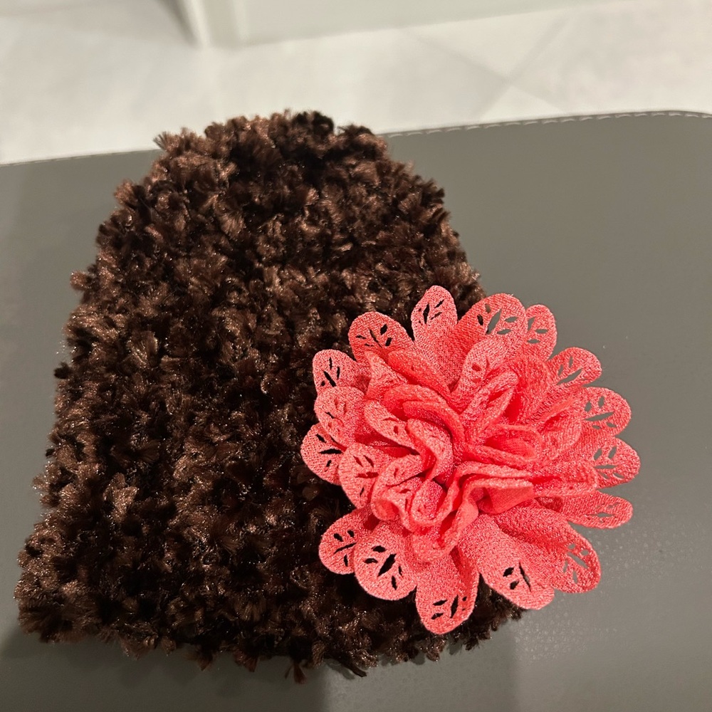 NWOT Soft Chenille Hat with Flower
